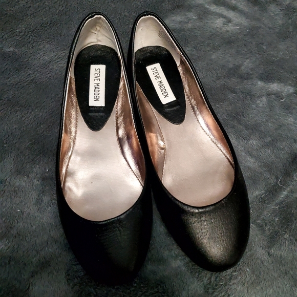 Steve Madden Shoes Black Leather Flats Poshmark